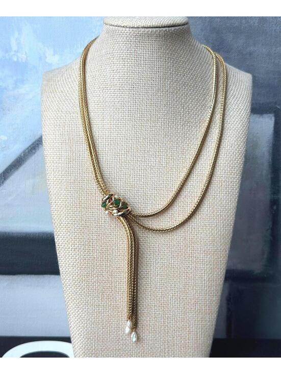 Jewelry - 🚫SOLD OUT🚫Vintage 80s Lariat Necklace Freshwater Pearl Tassel Gold
